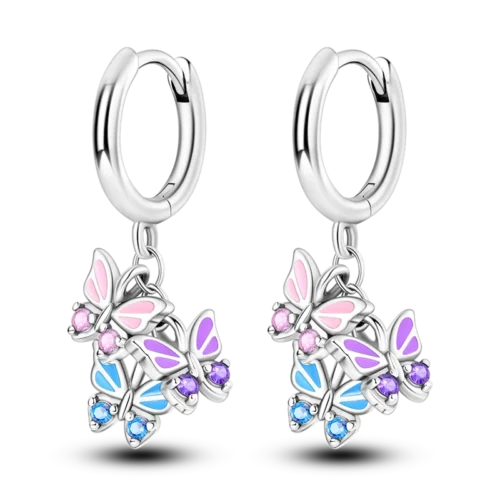 Genuine 925 Sterling Silver Love Feather Hoop Earrings – Compatible with Original Charms | Elegant Stud Jewelry Gifts for Women & Girls