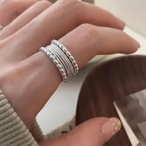 Stylish 925 Sterling Silver Letter Rings – Retro Punk Chain Design for Women & Girls, Lucky Gift Jewelry