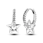 Genuine 925 Sterling Silver Love Feather Hoop Earrings – Compatible with Original Charms | Elegant Stud Jewelry Gifts for Women & Girls