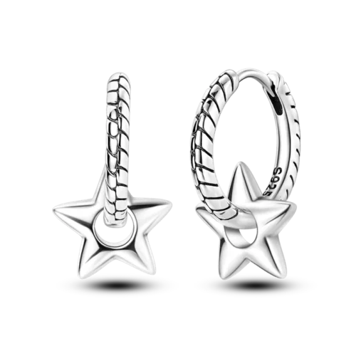 Genuine 925 Sterling Silver Love Feather Hoop Earrings – Compatible with Original Charms | Elegant Stud Jewelry Gifts for Women & Girls