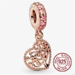 New Rose Gold Flower Charm Beads in 925 Sterling Silver - Elegant Jewelry Accents for Personalized Bracelets & Necklaces