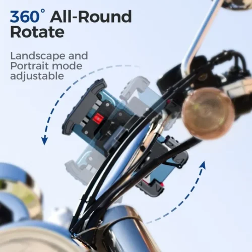 Motorcycle Phone Holder Mount- Quick 1-Second Installation, Auto-Lock & Release, Fits 4.7″-7” Phones