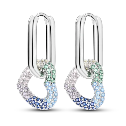 Genuine 925 Sterling Silver Love Feather Hoop Earrings – Compatible with Original Charms | Elegant Stud Jewelry Gifts for Women & Girls