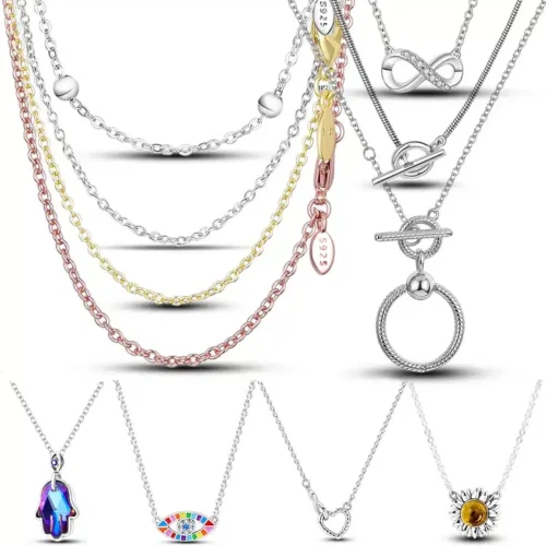 Flawless Round Circle 925 Sterling Silver Necklace – Classic Zircon Chain for Women