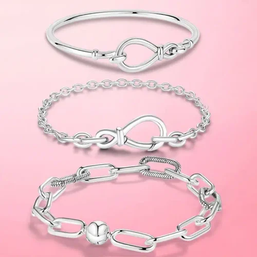 Timeless 925 Sterling Silver Me Bracelet – Pulseira Collection Charm Jewelry for Women