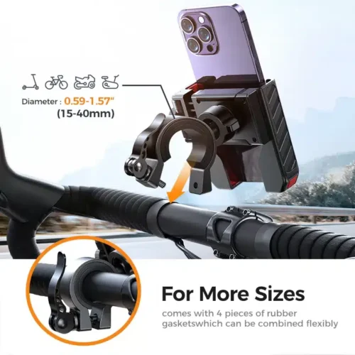 Motorcycle Phone Holder Mount- Quick 1-Second Installation, Auto-Lock & Release, Fits 4.7″-7” Phones