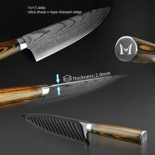 Japanese Chef Knife Set - High Carbon Steel Blades with Laser-Cut Precision for Culinary Excellence