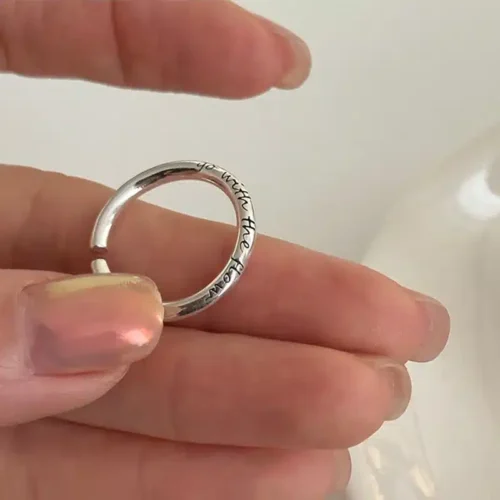 Stylish 925 Sterling Silver Letter Rings – Retro Punk Chain Design for Women & Girls, Lucky Gift Jewelry