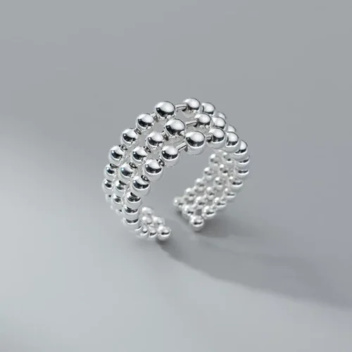 Edgy Triple Layer Punk Ring – 925 Sterling Silver Geometric Open Finger Design for Women & Girls