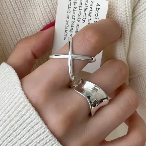 Stunning Overlapping Hollowed-Out Ring – 925 Sterling Silver Trendy Jewelry for Women