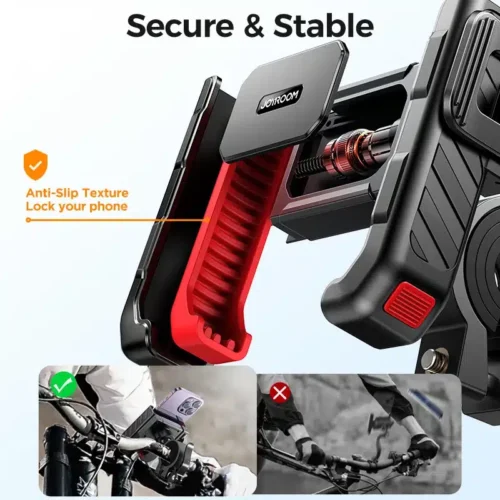 Motorcycle Phone Holder Mount- Quick 1-Second Installation, Auto-Lock & Release, Fits 4.7″-7” Phones