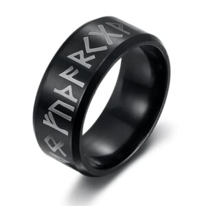 Asgard Crafted Stainless Steel Runic Alphabet Ring-Embrace Norse Tradition with Unique Handcrafted Design