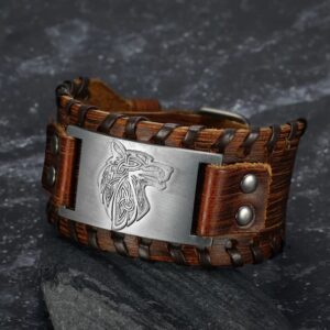 Design Leather Buckle Arm Cuff- Handcrafted Norse-Inspired Wearable Art