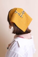 Dot and Floral Border Bandana Scarf- Elevate Your Style with Delicate Patterns