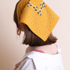 Dot and Floral Border Bandana Scarf- Elevate Your Style with Delicate Patterns