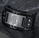 Design Leather Buckle Arm Cuff- Handcrafted Norse-Inspired Wearable Art