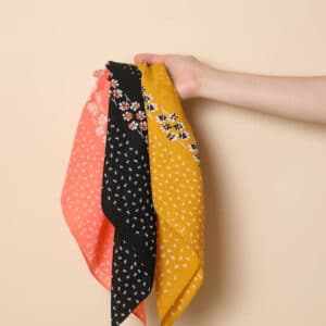 Dot and Floral Border Bandana Scarf- Elevate Your Style with Delicate Patterns