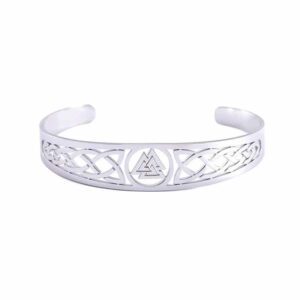 Handcrafted Stainless Steel Valknut Symbol and Celtic Design Bracelet- Norse Heritage Meets Celtic Craftsmanship