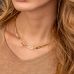Gold Paperclip Link Chain Necklace- Stylish Stainless Steel Fashion Jewelry - Perfect Gift for Men and Women