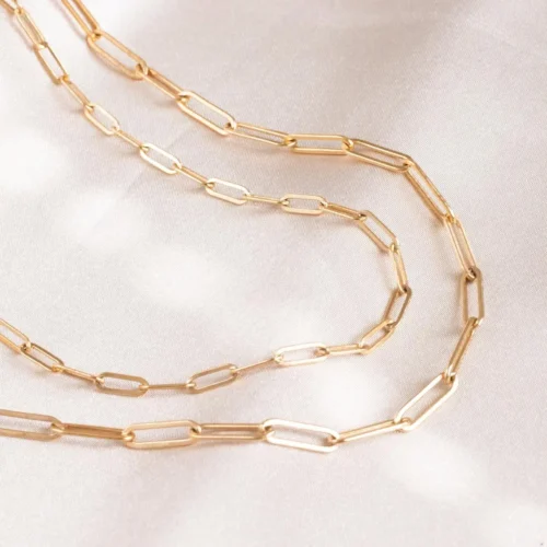 Bold Gold Paperclip Chain Necklace – Stylish Stainless Steel Jewelry, Perfect Gift for Men and Women