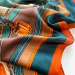 Luxurious Silk Scarf- Designer Print Handkerchief for Stylish Women - Fashionable Bandanna Shawl Head & Wrap, 130*130cm