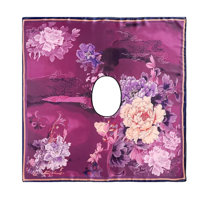 Square Silk Scarf- Elegant Print Shawl for Women - Luxurious Fashion Accessory, 110x110cm