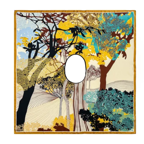 Designer Silk Scarf- Chic Handkerchief Shawl for Women - Luxury Print Bandanna Wrap, 110x110cm