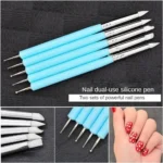 5Pcs Rhinestone Handle Nail Art Dotting Pens- Double-Ended Diamond Picker Manicure Tools for DIY Painting - Essential Nail Accessories