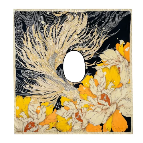 Designer Silk Scarf- Chic Handkerchief Shawl for Women - Luxury Print Bandanna Wrap, 110x110cm