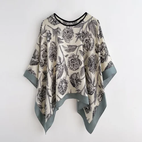 Luxurious Silk Scarf Designer Print Handkerchief, 130x130cm Fashionable Bandanna Wrap
