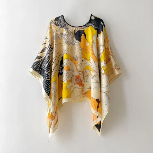 Designer Silk Scarf- Chic Handkerchief Shawl for Women - Luxury Print Bandanna Wrap, 110x110cm