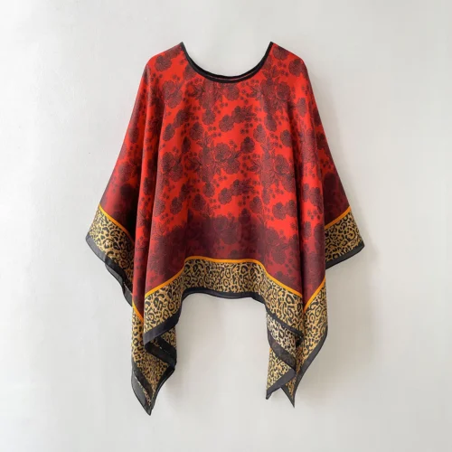 Square Silk Scarf- Elegant Print Shawl for Women - Luxurious Fashion Accessory, 110x110cm
