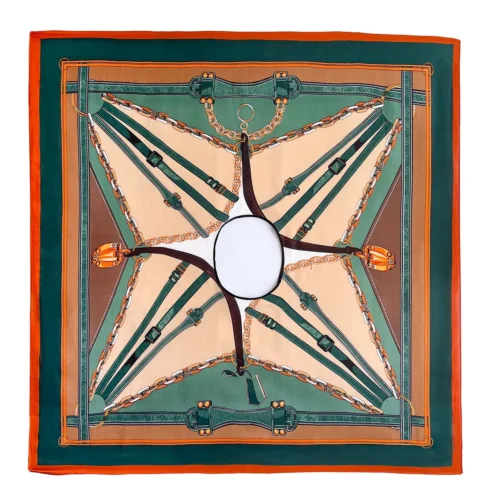 Luxurious Silk Scarf- Designer Print Handkerchief for Stylish Women - Fashionable Bandanna Shawl Head & Wrap, 130*130cm
