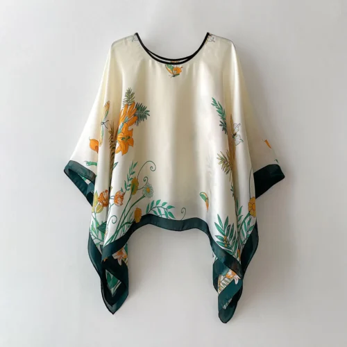 Designer Silk Scarf- Chic Handkerchief Shawl for Women - Luxury Print Bandanna Wrap, 110x110cm