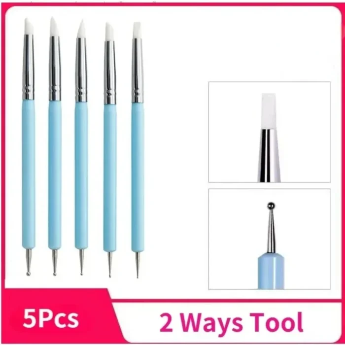 5Pcs Rhinestone Handle Nail Art Dotting Pens- Double-Ended Diamond Picker Manicure Tools for DIY Painting - Essential Nail Accessories