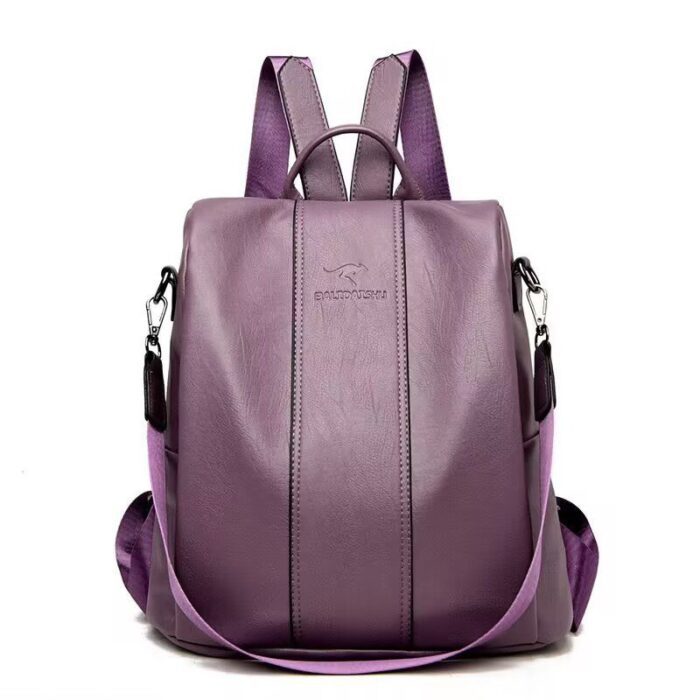 Travel Smart and Stylish-Women's Soft Leather Large Capacity Backpack