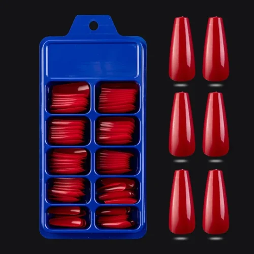 Coffin Press-On Fake Nails – 100PCS Long Ballerina Tips