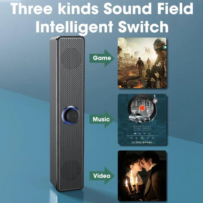 Bluetooth 4D Surround Speaker: Home Theater Sound System Computer Soundbar for TV, Subwoofer Wired Stereo with Strong Bass