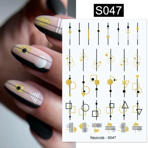 3D Heart Nail Sticker – Gold Glitter Love Decal for Nail Art
