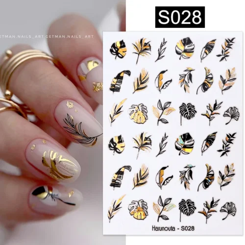3D Heart Nail Sticker – Gold Glitter Love Decal for Nail Art