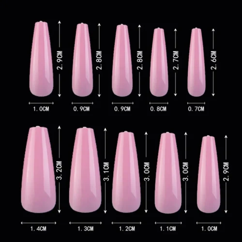 Coffin Press-On Fake Nails – 100PCS Long Ballerina Tips