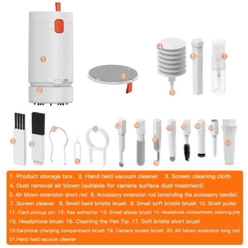 Handheld Mini Vacuum Cleaner: Perfect for Cleaning Computer Keyboards, Desktops, Mobile Phones, and Headphones. Includes Cleaning Brush and Pen for Precise Cleaning
