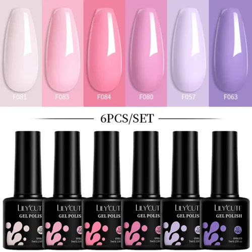 Jelly Sea Glass Nail Gel Polish – 6PCS Semi-Transparent Set