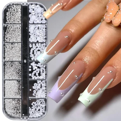 Pearl Nail Art Rhinestones – Half-Round DIY Nail Decorations