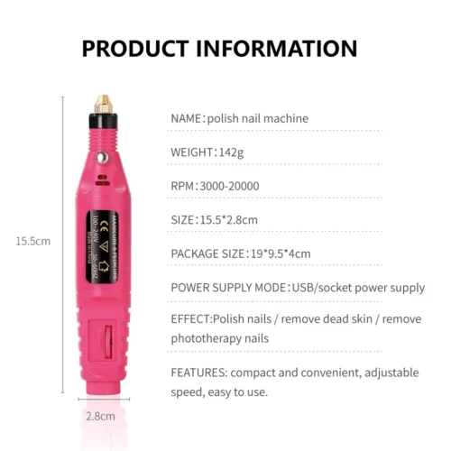 Electric Nail Drill Machine Set – for Manicure & Pedicure