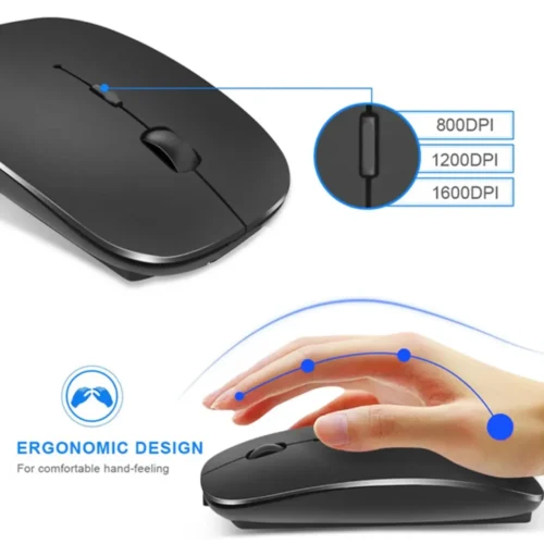 Slim Bluetooth 5.0 Wireless Mouse, Silent Ergonomic Optical Mouse for Apple PC, iPad