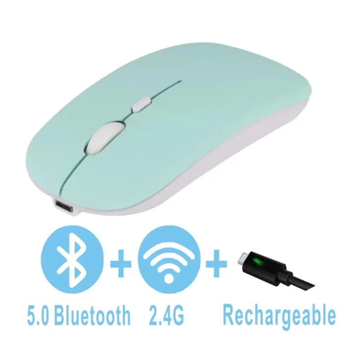 Rechargeable Dual Mode Bluetooth Wireless Mouse: Silent, Ergonomic, for PC, Laptops, 2.4 USB