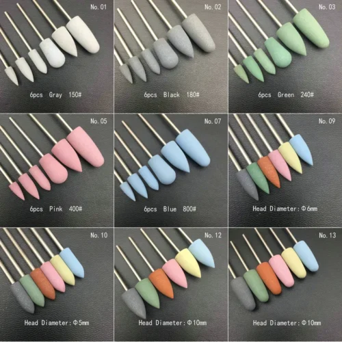 Silicon Nail Drill Set – 6PCS Electric Polishing Tools