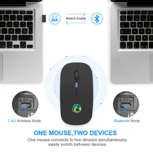 RGB Wireless Mouse: 2.4G, Silent, Rechargeable, Ergonomic, for PC Laptop Gaming