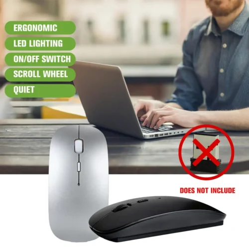 Bluetooth 5.0 Wireless Mouse, Silent Ergonomic Optical Mouse for Apple PC, iPad – No USB Adapter Needed